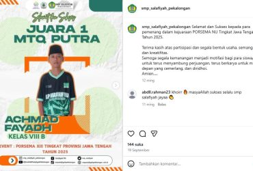 Juara 1 Tingkat Provinsi Jawa Tengah
